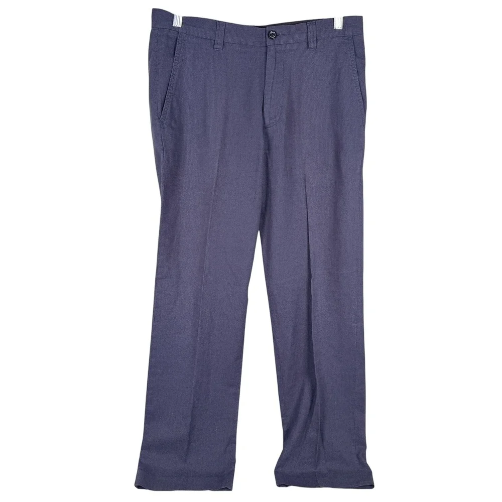 Banana Republic Linen Blend Chino Pants Mens 32x32 Blue Micro Stripe Straight